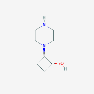 molecular formula C8H16N2O B1493609 trans-2-(Piperazin-1-yl)cyclobutan-1-ol CAS No. 2165707-97-9