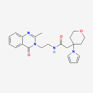 molecular formula C22H26N4O3 B14936111 N-[2-(2-methyl-4-oxoquinazolin-3(4H)-yl)ethyl]-2-[4-(1H-pyrrol-1-yl)tetrahydro-2H-pyran-4-yl]acetamide 
