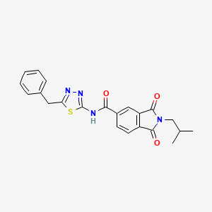molecular formula C22H20N4O3S B14936426 N-[(2E)-5-benzyl-1,3,4-thiadiazol-2(3H)-ylidene]-2-(2-methylpropyl)-1,3-dioxo-2,3-dihydro-1H-isoindole-5-carboxamide 