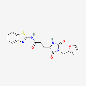 molecular formula C18H16N4O4S B14936623 N-(1,3-benzothiazol-2-yl)-3-[1-(furan-2-ylmethyl)-2,5-dioxoimidazolidin-4-yl]propanamide 