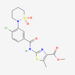 molecular formula C17H18ClN3O5S2 B14936744 Methyl 2-({[4-chloro-3-(1,1-dioxido-1,2-thiazinan-2-yl)phenyl]carbonyl}amino)-5-methyl-1,3-thiazole-4-carboxylate 