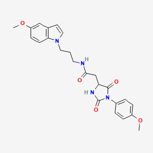 molecular formula C24H26N4O5 B14937338 N-[3-(5-methoxy-1H-indol-1-yl)propyl]-2-[1-(4-methoxyphenyl)-2,5-dioxoimidazolidin-4-yl]acetamide 