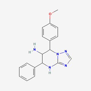 molecular formula C18H19N5O B1493752 7-(4-Methoxyphenyl)-5-phenyl-4,5,6,7-tetrahydro-[1,2,4]triazolo[1,5-a]pyrimidin-6-amine CAS No. 1365962-77-1
