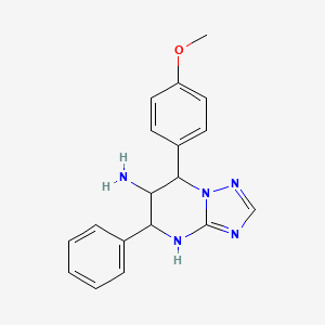 molecular formula C18H19N5O B1493752 7-(4-Methoxyphenyl)-5-phenyl-4,5,6,7-tetrahydro[1,2,4]triazolo[1,5-a]pyrimidin-6-amine CAS No. 1365962-77-1