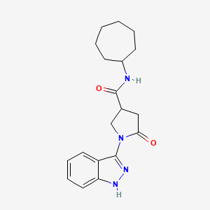molecular formula C19H24N4O2 B14938133 N-cycloheptyl-1-(1H-indazol-3-yl)-5-oxopyrrolidine-3-carboxamide 