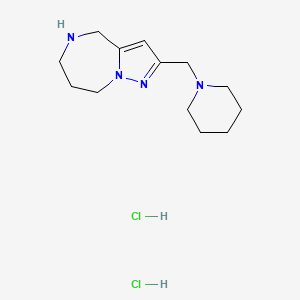 molecular formula C13H24Cl2N4 B1493815 2-(1-Piperidinylmethyl)-5,6,7,8-tetrahydro-4H-pyrazolo[1,5-a][1,4]diazepine dihydrochloride CAS No. 2203017-69-8