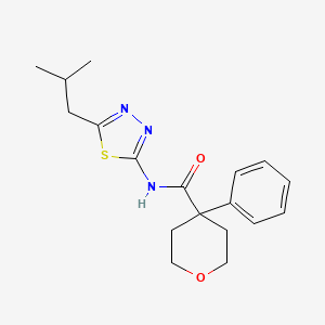 molecular formula C18H23N3O2S B14938178 N-(5-isobutyl-1,3,4-thiadiazol-2-yl)-4-phenyltetrahydro-2H-pyran-4-carboxamide 
