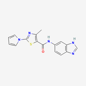 molecular formula C16H13N5OS B14938299 N-(1H-benzimidazol-6-yl)-4-methyl-2-(1H-pyrrol-1-yl)-1,3-thiazole-5-carboxamide 