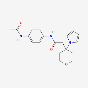 molecular formula C19H23N3O3 B14938524 N-[4-(acetylamino)phenyl]-2-[4-(1H-pyrrol-1-yl)tetrahydro-2H-pyran-4-yl]acetamide 