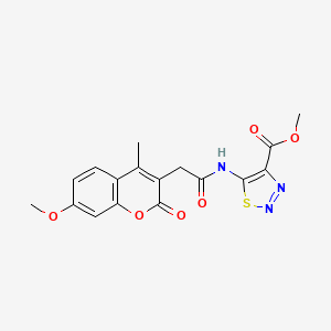 molecular formula C17H15N3O6S B14939143 methyl 5-{[(7-methoxy-4-methyl-2-oxo-2H-chromen-3-yl)acetyl]amino}-1,2,3-thiadiazole-4-carboxylate 