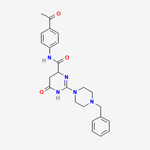 molecular formula C24H27N5O3 B14939157 N-(4-acetylphenyl)-2-(4-benzylpiperazin-1-yl)-6-oxo-3,4,5,6-tetrahydropyrimidine-4-carboxamide 
