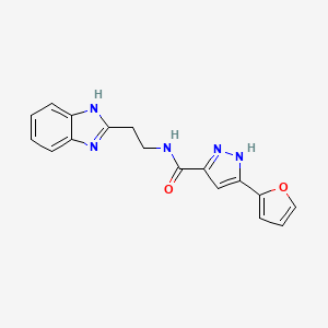 molecular formula C17H15N5O2 B14939222 N-[2-(1H-benzimidazol-2-yl)ethyl]-5-(furan-2-yl)-1H-pyrazole-3-carboxamide 