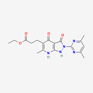 molecular formula C18H21N5O4 B14939370 ethyl 3-[2-(4,6-dimethylpyrimidin-2-yl)-6-methyl-3,4-dioxo-2,3,4,7-tetrahydro-1H-pyrazolo[3,4-b]pyridin-5-yl]propanoate 
