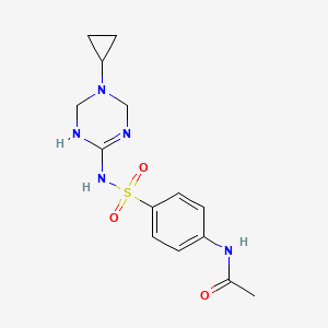 molecular formula C14H19N5O3S B14939389 N-{4-[(5-cyclopropyl-1,4,5,6-tetrahydro-1,3,5-triazin-2-yl)sulfamoyl]phenyl}acetamide 
