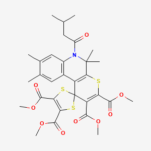 molecular formula C31H35NO9S3 B14939416 Tetramethyl 5',5',8',9'-tetramethyl-6'-(3-methylbutanoyl)-5',6'-dihydrospiro[1,3-dithiole-2,1'-thiopyrano[2,3-c]quinoline]-2',3',4,5-tetracarboxylate 