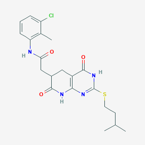 molecular formula C21H25ClN4O3S B14939460 N-(3-Chloro-2-methylphenyl)-2-[2-(isopentylsulfanyl)-4,7-dioxo-1,4,5,6,7,8-hexahydropyrido[2,3-D]pyrimidin-6-YL]acetamide 