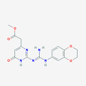 molecular formula C16H17N5O5 B14939856 methyl {2-[N'-(2,3-dihydro-1,4-benzodioxin-6-yl)carbamimidamido]-6-hydroxypyrimidin-4-yl}acetate 