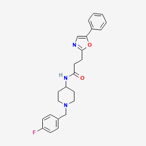 molecular formula C24H26FN3O2 B14940019 N-[1-(4-fluorobenzyl)piperidin-4-yl]-3-(5-phenyl-1,3-oxazol-2-yl)propanamide 