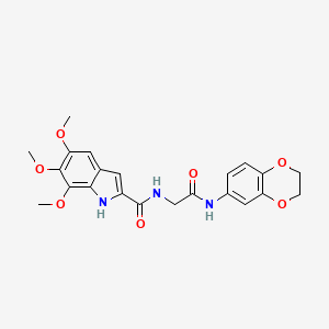 molecular formula C22H23N3O7 B14940040 N-[2-(2,3-dihydro-1,4-benzodioxin-6-ylamino)-2-oxoethyl]-5,6,7-trimethoxy-1H-indole-2-carboxamide 