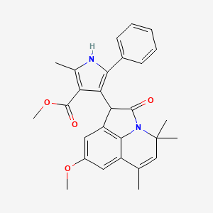 molecular formula C28H28N2O4 B14940243 methyl 4-(8-methoxy-4,4,6-trimethyl-2-oxo-1,2-dihydro-4H-pyrrolo[3,2,1-ij]quinolin-1-yl)-2-methyl-5-phenyl-1H-pyrrole-3-carboxylate 