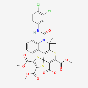 molecular formula C31H26Cl2N2O9S3 B14940310 Tetramethyl 6'-[(3,4-dichlorophenyl)carbamoyl]-5',5'-dimethyl-5',6'-dihydrospiro[1,3-dithiole-2,1'-thiopyrano[2,3-c]quinoline]-2',3',4,5-tetracarboxylate 