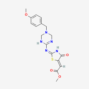 molecular formula C17H19N5O4S B14940338 Methyl 2-[2-{[5-(4-methoxybenzyl)-1,3,5-triazinan-2-yliden]amino}-4-oxo-1,3-thiazol-5(4H)-yliden]acetate 