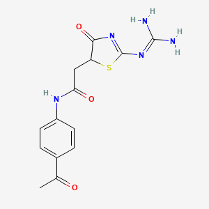 molecular formula C14H15N5O3S B14940344 N-(4-acetylphenyl)-2-(2-carbamimidamido-4-oxo-4,5-dihydro-1,3-thiazol-5-yl)acetamide 
