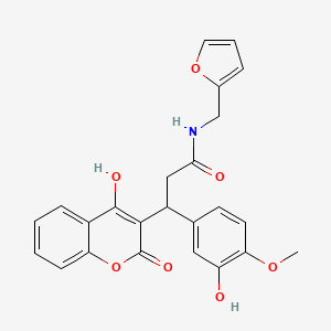 molecular formula C24H21NO7 B14940392 N-(furan-2-ylmethyl)-3-(3-hydroxy-4-methoxyphenyl)-3-(4-hydroxy-2-oxo-2H-chromen-3-yl)propanamide 