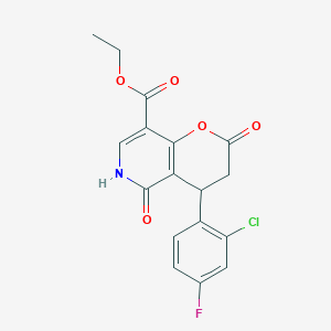 molecular formula C17H13ClFNO5 B14940476 ethyl 4-(2-chloro-4-fluorophenyl)-2,5-dioxo-3,4,5,6-tetrahydro-2H-pyrano[3,2-c]pyridine-8-carboxylate 