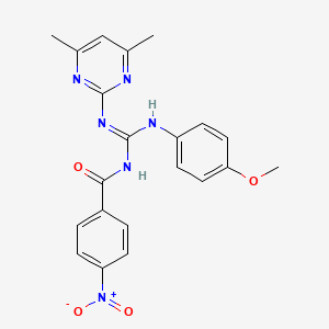 molecular formula C21H20N6O4 B14940503 N-{(Z)-[(4,6-dimethylpyrimidin-2-yl)amino][(4-methoxyphenyl)amino]methylidene}-4-nitrobenzamide 
