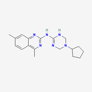 molecular formula C18H24N6 B14940843 N-(5-cyclopentyl-1,4,5,6-tetrahydro-1,3,5-triazin-2-yl)-4,7-dimethyl-2-quinazolinamine 