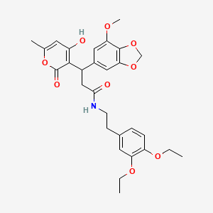 molecular formula C29H33NO9 B14940958 N-[2-(3,4-diethoxyphenyl)ethyl]-3-(4-hydroxy-6-methyl-2-oxo-2H-pyran-3-yl)-3-(7-methoxy-1,3-benzodioxol-5-yl)propanamide 
