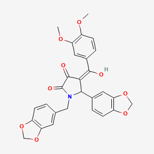 molecular formula C28H23NO9 B14941621 5-(1,3-benzodioxol-5-yl)-1-(1,3-benzodioxol-5-ylmethyl)-4-[(3,4-dimethoxyphenyl)carbonyl]-3-hydroxy-1,5-dihydro-2H-pyrrol-2-one 
