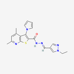 molecular formula C20H20N6OS B14941638 N'-[(E)-(1-ethyl-1H-pyrazol-4-yl)methylidene]-4,6-dimethyl-3-(1H-pyrrol-1-yl)thieno[2,3-b]pyridine-2-carbohydrazide 