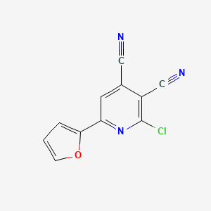 molecular formula C11H4ClN3O B14941645 2-Chloro-3-cyano-6-(2-furyl)-4-pyridyl cyanide 