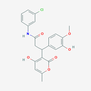 molecular formula C22H20ClNO6 B14941695 N-(3-chlorophenyl)-3-(3-hydroxy-4-methoxyphenyl)-3-(4-hydroxy-6-methyl-2-oxo-2H-pyran-3-yl)propanamide 