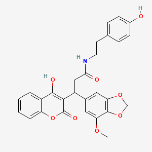 molecular formula C28H25NO8 B14941772 3-(4-hydroxy-2-oxo-2H-chromen-3-yl)-N-[2-(4-hydroxyphenyl)ethyl]-3-(7-methoxy-1,3-benzodioxol-5-yl)propanamide 