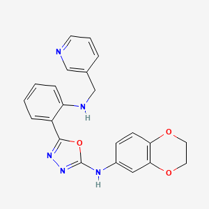 molecular formula C22H19N5O3 B14941818 N-(2,3-Dihydro-1,4-benzodioxin-6-YL)-N-(5-{2-[(3-pyridylmethyl)amino]phenyl}-1,3,4-oxadiazol-2-YL)amine 