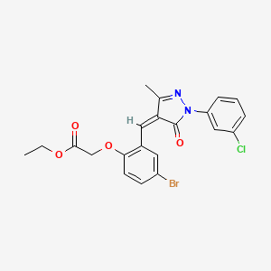 molecular formula C21H18BrClN2O4 B14941865 Ethyl 2-(4-bromo-2-{[1-(3-chlorophenyl)-3-methyl-5-oxo-1,5-dihydro-4H-pyrazol-4-yliden]methyl}phenoxy)acetate 