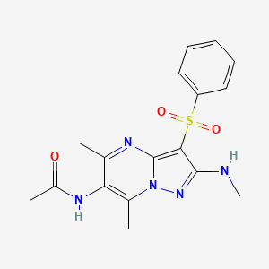 molecular formula C17H19N5O3S B14941886 N-[5,7-Dimethyl-2-(methylamino)-3-(phenylsulfonyl)pyrazolo[1,5-A]pyrimidin-6-YL]acetamide 