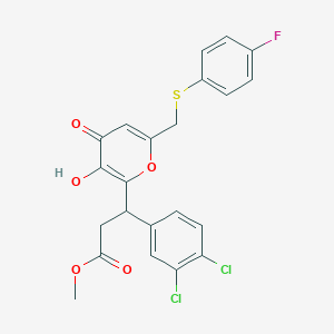 molecular formula C22H17Cl2FO5S B14941953 methyl 3-(3,4-dichlorophenyl)-3-(6-{[(4-fluorophenyl)sulfanyl]methyl}-3-hydroxy-4-oxo-4H-pyran-2-yl)propanoate 