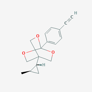 molecular formula C17H18O3 B149427 2,6,7-Trioxabicyclo(2.2.2)octane, 1-(4-ethynylphenyl)-4-(2-methylcyclopropyl)-, trans- CAS No. 131505-53-8