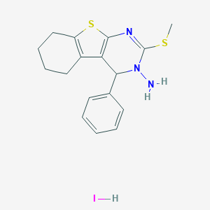 molecular formula C17H20IN3S2 B149430 3-Amino-4-phenyl-2-methylmercapto-3,4,5,6,7,8-hexahydrobenzo(4,5)thieno(2,3-d)pyrimidine HI CAS No. 135718-67-1