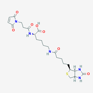 molecular formula C23H33N5O7S B149446 (2S)-6-[5-[(3aS,4S,6aR)-2-oxo-1,3,3a,4,6,6a-hexahydrothieno[3,4-d]imidazol-4-yl]pentanoylamino]-2-[3-(2,5-dioxopyrrol-1-yl)propanoylamino]hexanoic acid CAS No. 98930-71-3