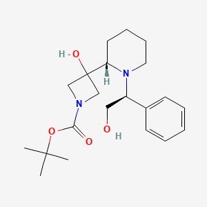 molecular formula C21H32N2O4 B1494466 tert-butyl 3-hydroxy-3-[(2S)-1-[(1S)-2-hydroxy-1-phenylethyl]piperidin-2-yl]azetidine-1-carboxylate 
