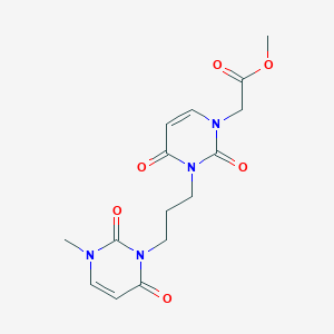 molecular formula C15H18N4O6 B149457 1(2H)-Pyrimidineacetic acid, 3-(3-(3,6-dihydro-3-methyl-2,6-dioxo-1(2H)-pyrimidinyl)propyl)-3,4-dihydro-2,4-dioxo-, methyl ester CAS No. 137394-53-7