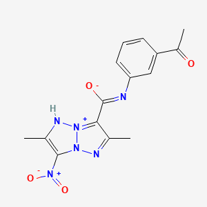 molecular formula C15H14N6O4 B14947094 N-(3-acetylphenyl)-2,6-dimethyl-3-nitro-1H-triazolo[2,1-a]triazol-8-ium-7-carboximidate 