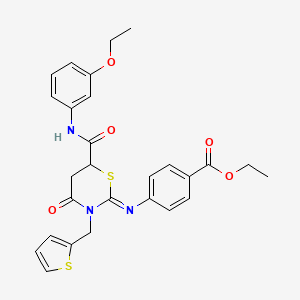 molecular formula C27H27N3O5S2 B14947907 ethyl 4-{[(2Z)-6-[(3-ethoxyphenyl)carbamoyl]-4-oxo-3-(thiophen-2-ylmethyl)-1,3-thiazinan-2-ylidene]amino}benzoate 