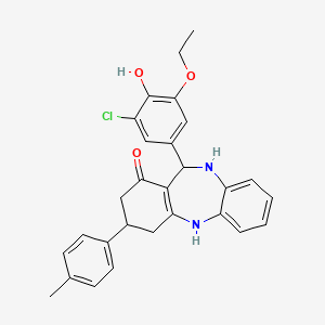 molecular formula C28H27ClN2O3 B14948760 11-(3-chloro-5-ethoxy-4-hydroxyphenyl)-3-(4-methylphenyl)-2,3,4,5,10,11-hexahydro-1H-dibenzo[b,e][1,4]diazepin-1-one 