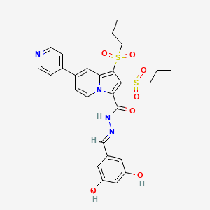 molecular formula C27H28N4O7S2 B14950562 N'-[(E)-(3,5-dihydroxyphenyl)methylidene]-1,2-bis(propylsulfonyl)-7-(pyridin-4-yl)indolizine-3-carbohydrazide 